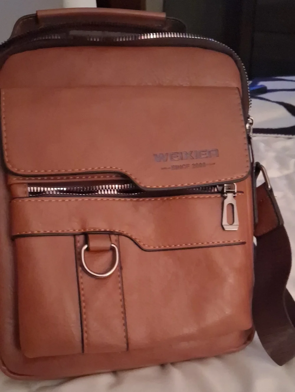 WEIXIER Brown Messenger Crossbody Bag for Men